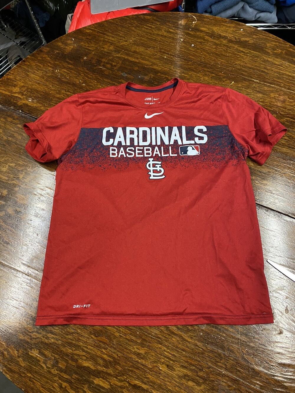 St Louis Cardinals Baseball Nike Mens T-Shirt Size large red blue logo